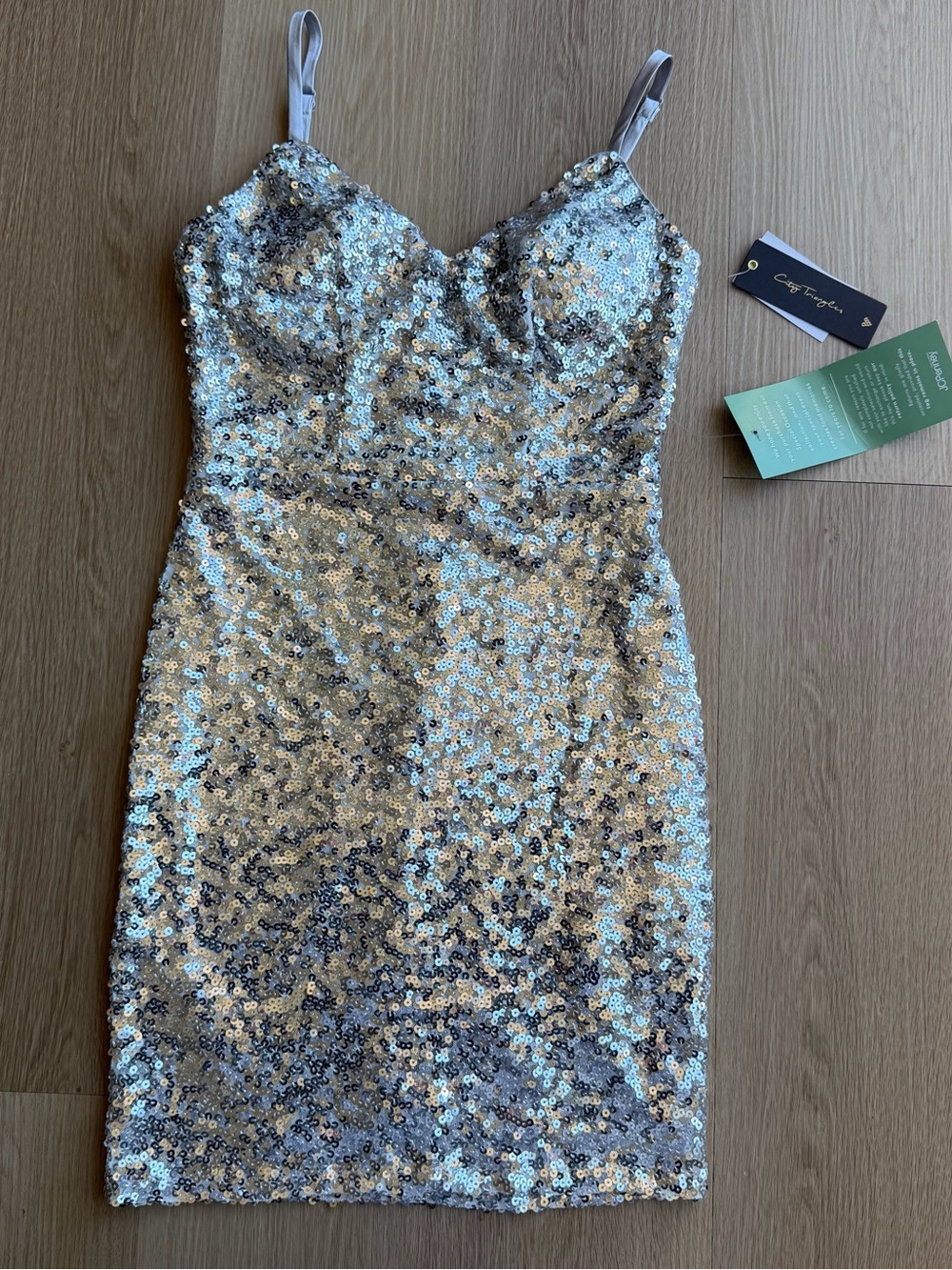 City Triangles Sequin V-Neck Strappy Sleeveless Bodycon Sheath Dress 2